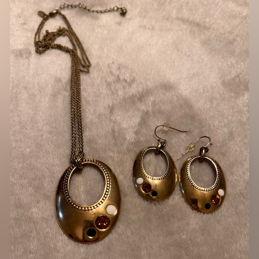 Lia Sophia Jupiter Gold Necklace & Earring Set